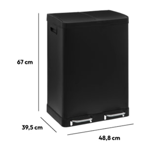 Poubelle tri à pédales métal 2x30L "Ariane" noir