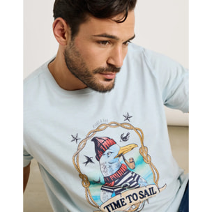 Camiseta Manga Corta Azul Celeste - Gaviote