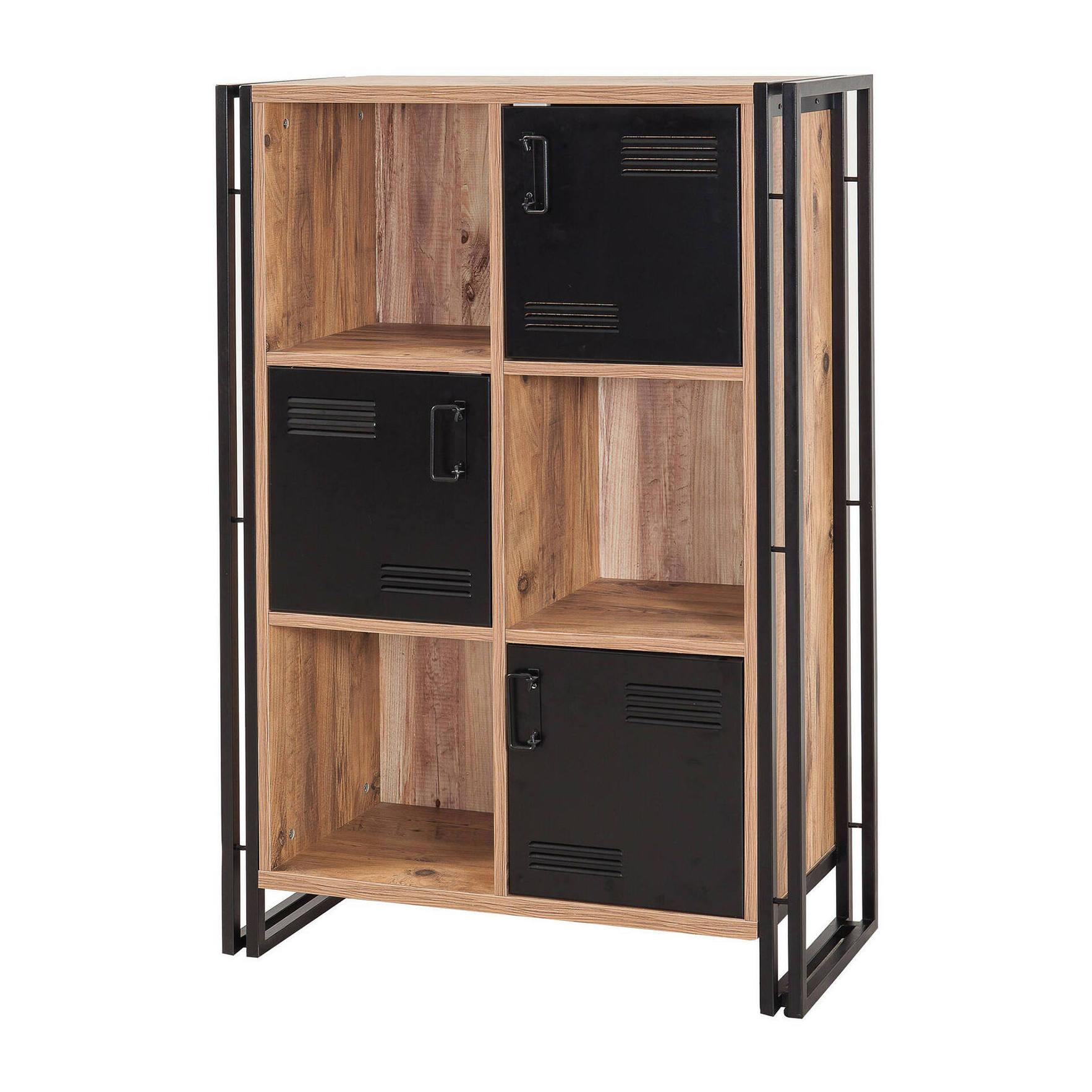 Libreria Dpecorin, Scaffale da ufficio, Mobile portalibri, Biblioteca, 89x35h127 cm, Quercia e Nero