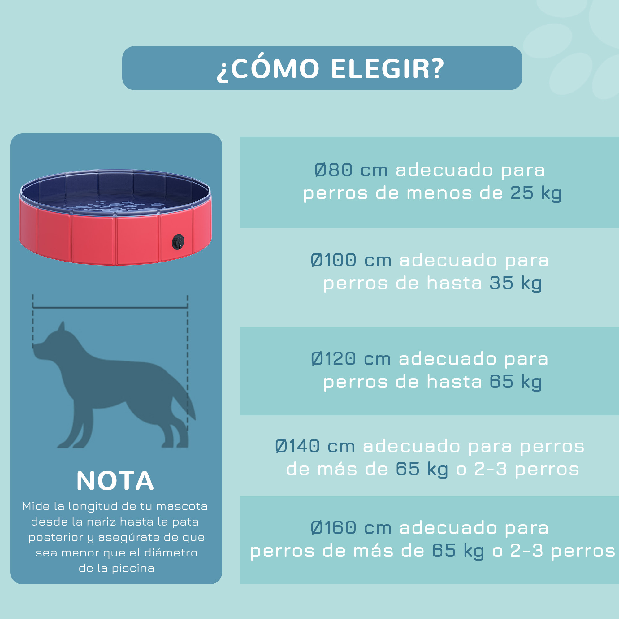 PawHut Piscina Plegable para Perros Gatos Bañera Portátil para Mascotas PVC Antideslizante Múltiples Usos para Interiores y Exteriores Ø80x20 cm Rojo