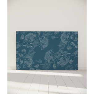 Tête de lit Banc de poissons | Coloris Bleu | Largeur au choix