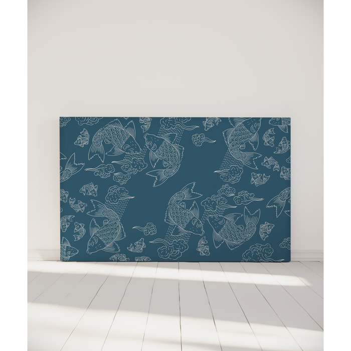 Tête de lit Banc de poissons | Coloris Bleu | Largeur au choix