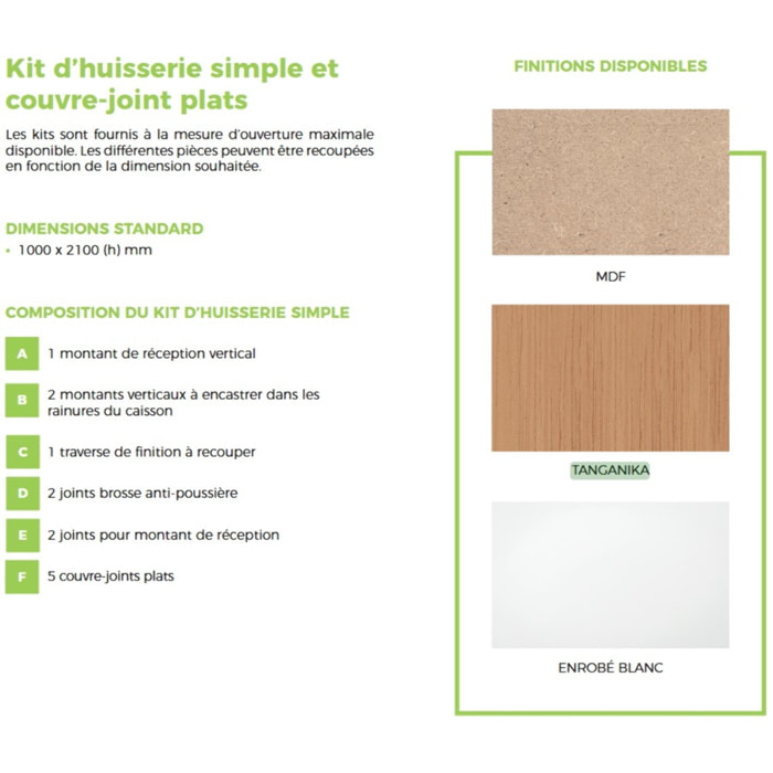 Kit huisserie Tanganika vantail simple FIBROTUBI - porte jusqu'à 120 cm - 61021202