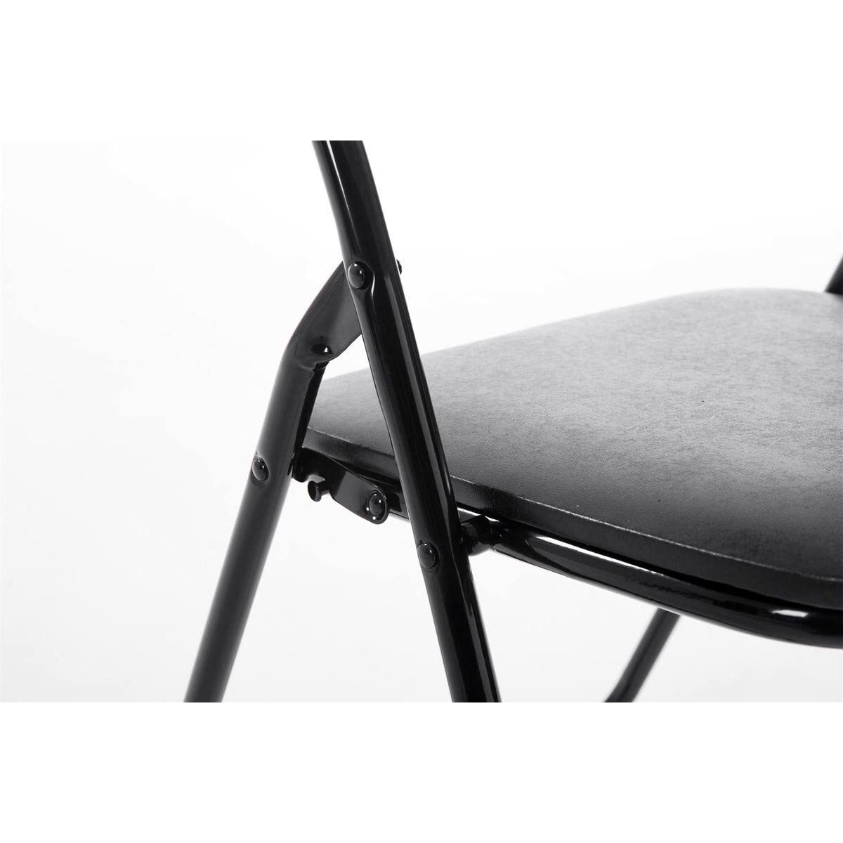 Set 6 Sedia Pieghevole Slim Opaca Metallo Sedie Salvaspazio Ufficio Casa Campeggio Salotto Cucina Ecopelle Comoda Seduta Imbottita 78x44x44 cm Nero