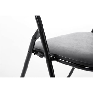 Set 6 Sedia Pieghevole Slim Opaca Metallo Sedie Salvaspazio Ufficio Casa Campeggio Salotto Cucina Ecopelle Comoda Seduta Imbottita 78x44x44 cm Nero