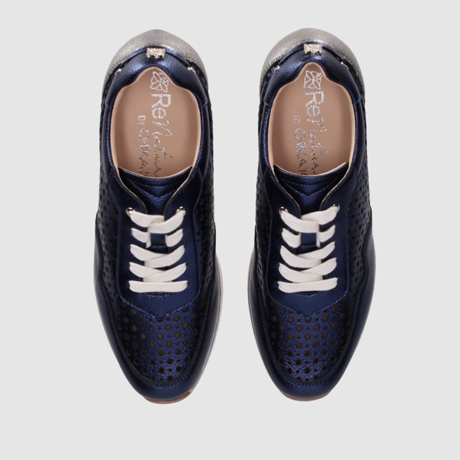 Zapatos de Piel - Marino - Tacón: 5 cm