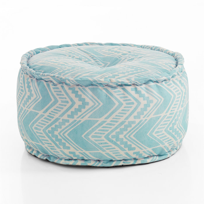 Pouf Tomasucci YARA IKAT MINT, en polyester et mousse, 60 × 60 × 30 cm