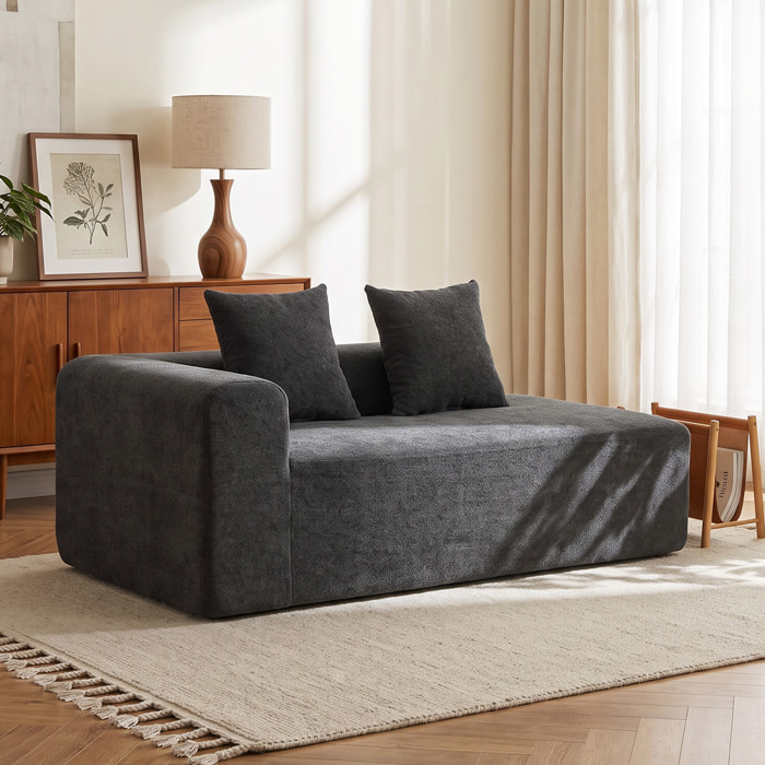 HOMCOM Sofá de 2 Plazas de Chenilla, Sofá de Salón, 2 Almohadas, Asiento con Muelles, No Requiere Montaje, para Dormitorio, Despacho, 171,5x91,5x83 cm, Gris Oscuro