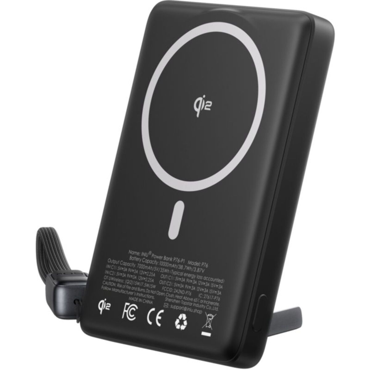 Batterie externe INIU 10000 mAh MagPro slim noir