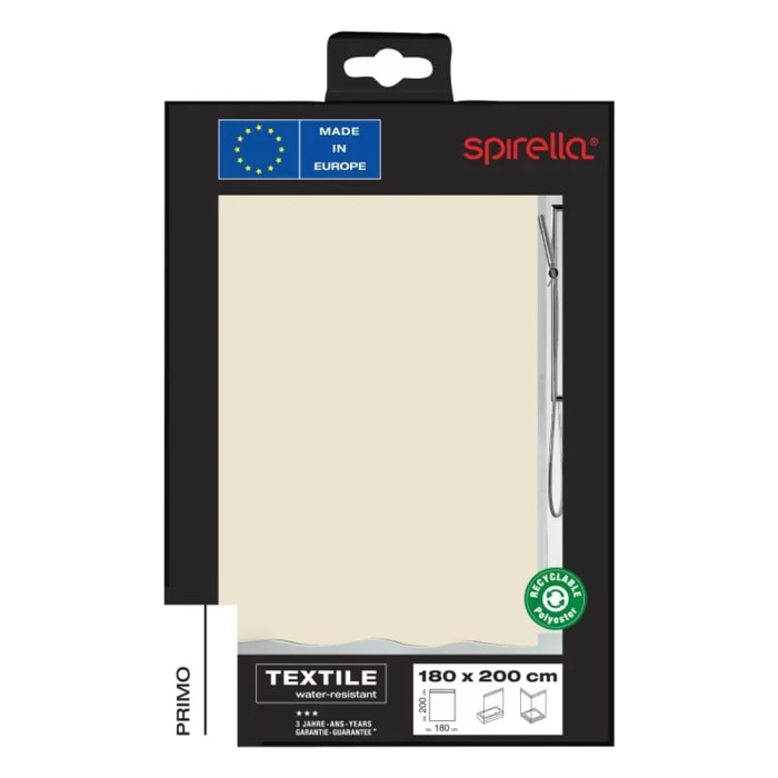 Rideau de douche Polyester PRIMO Beige Spirella