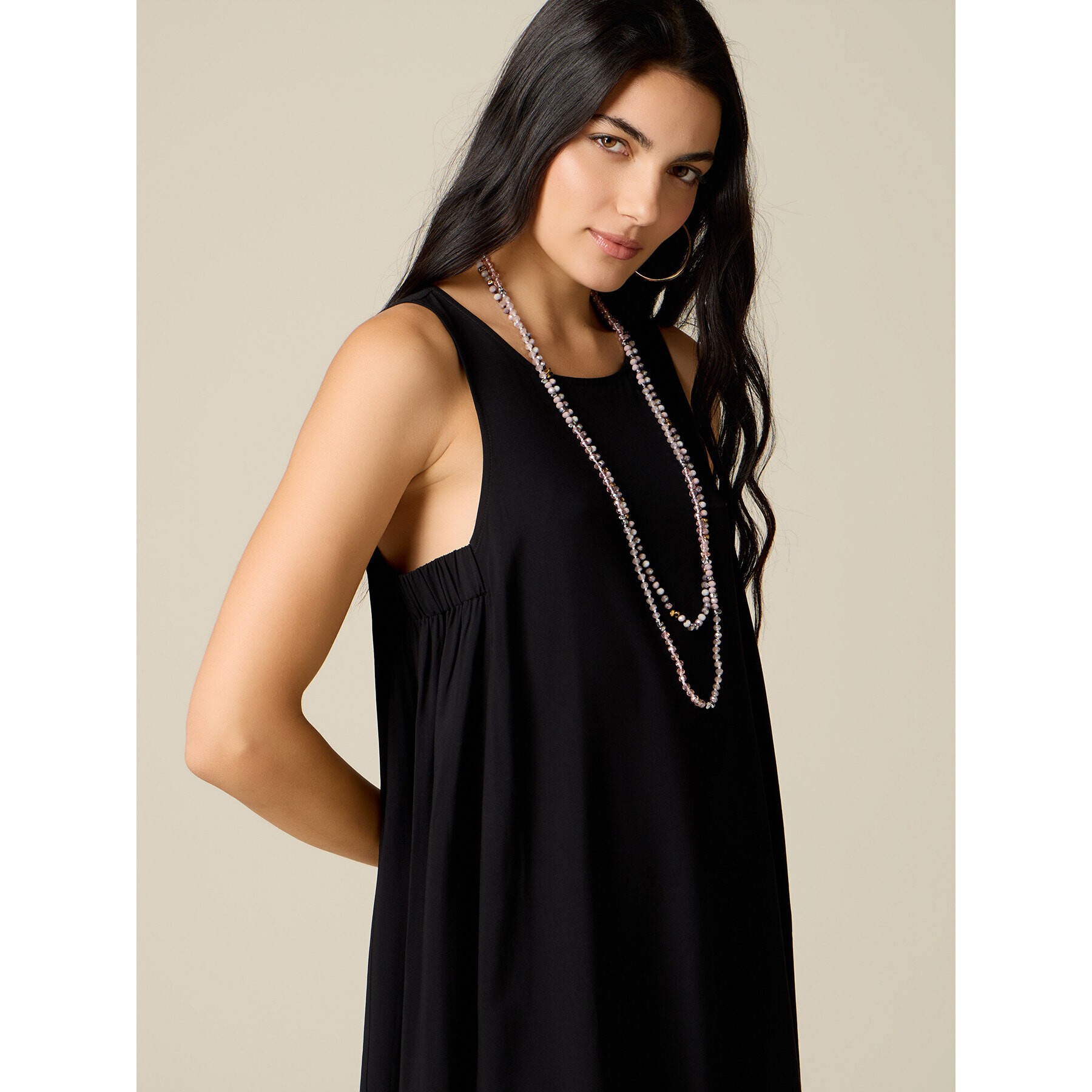 Oltre - vestido oversize sin mangas de viscosa - Negro