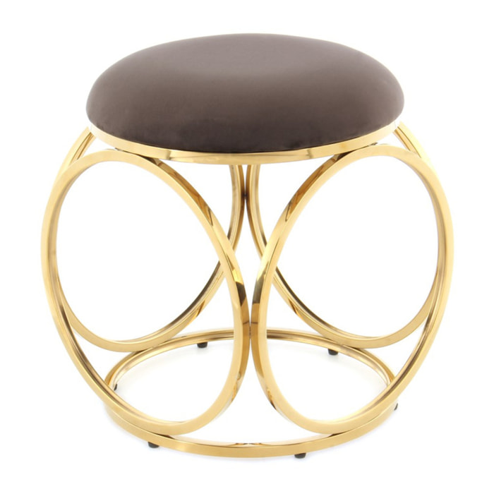 Pouf Whitney 300 in velluto taupe e struttura oro