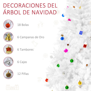 Árbol de Navidad Decoraciones Artificiales Incluidas 150/180 cm Verde y Blanco