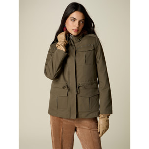 Oltre - Parka in drill misto cotone con borchie - Verde militare