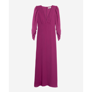 Vestido midi con manga larga y escote