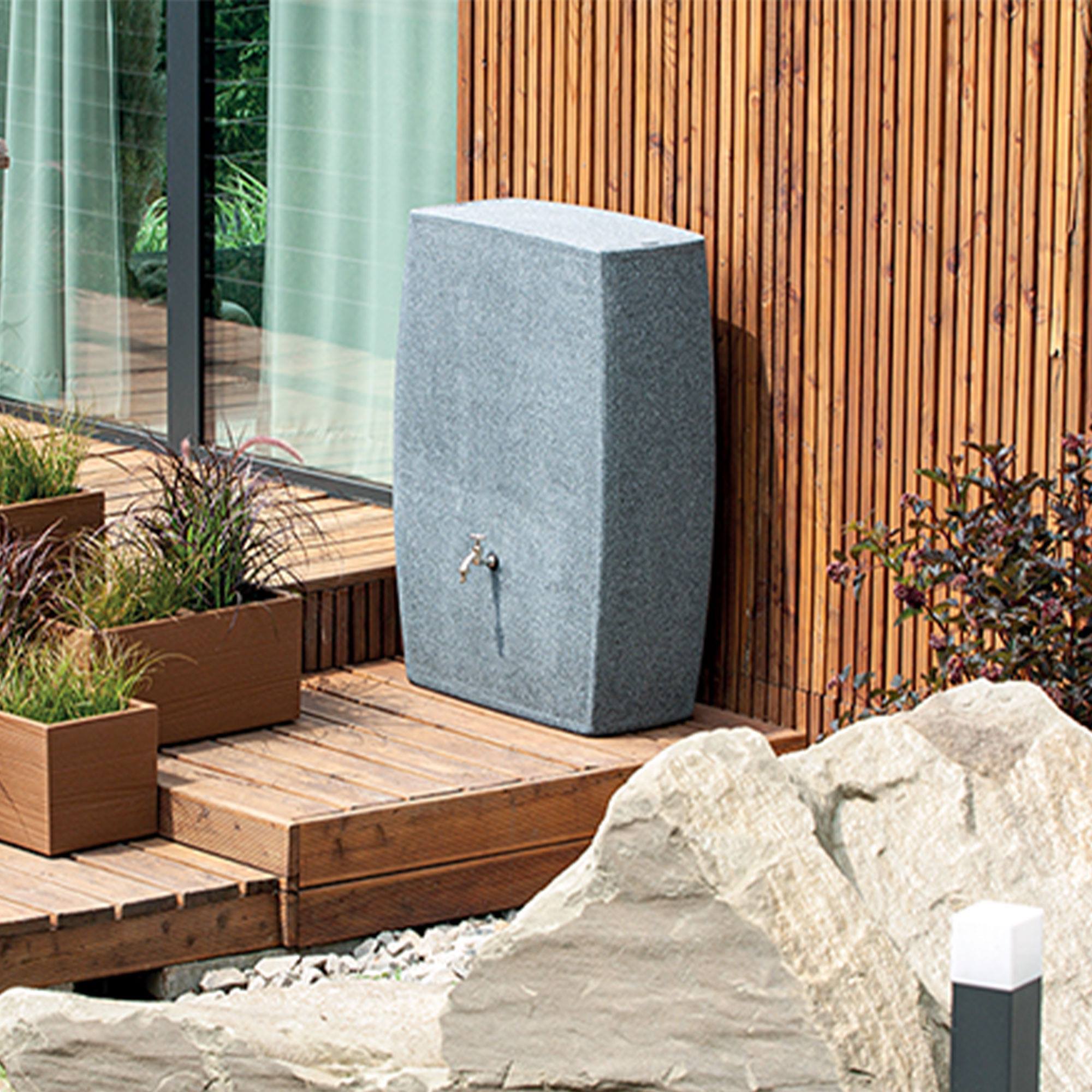 Bidón para agua de lluvia boxy de 270l color granito