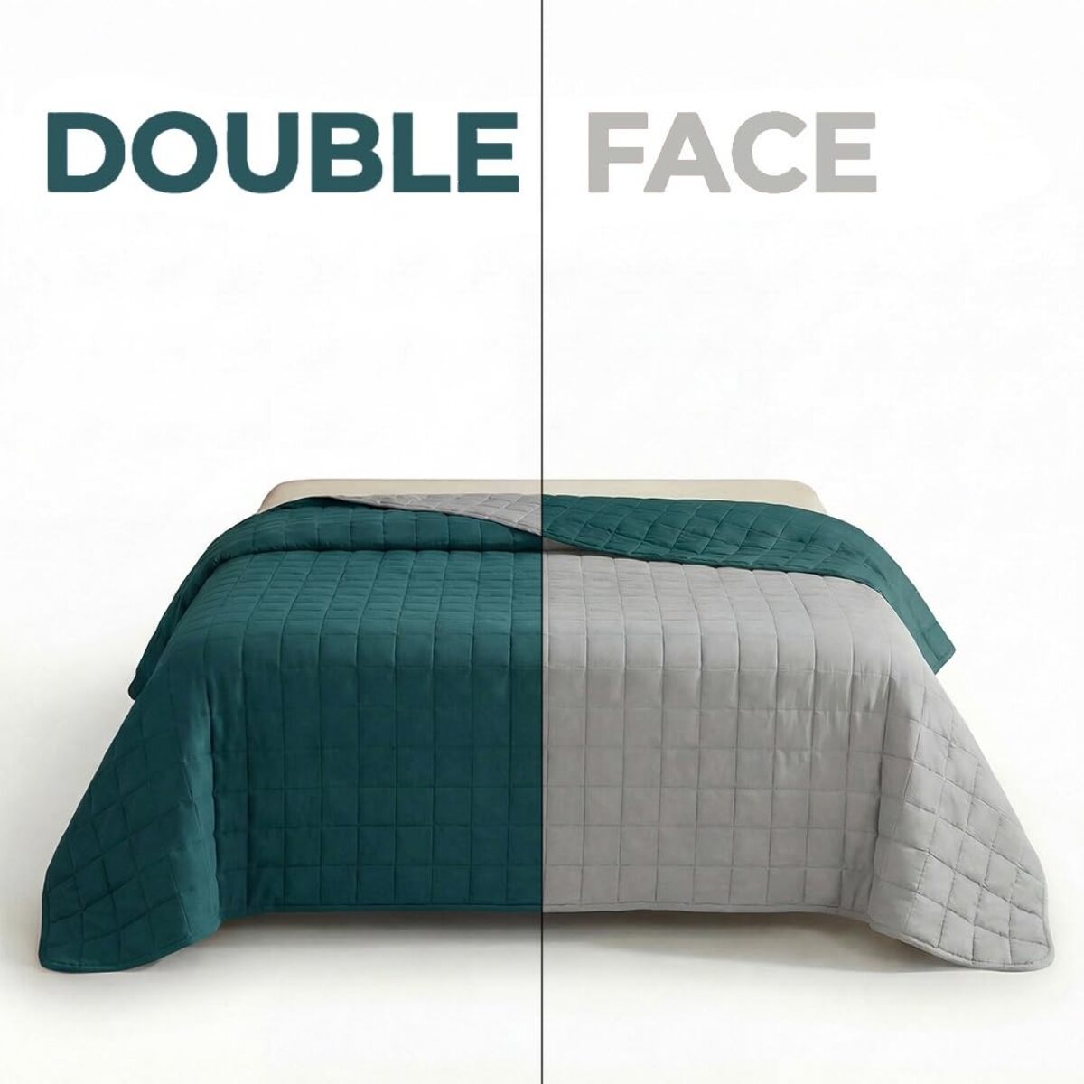 Copriletto matrimoniale estivo leggero double face 260x260 cm, trapunta estiva traspirante e morbida, coperta primaverile elegante e moderna, design reversibile per doppio stile, ideale per stagione calda, resistente e facile da lavare