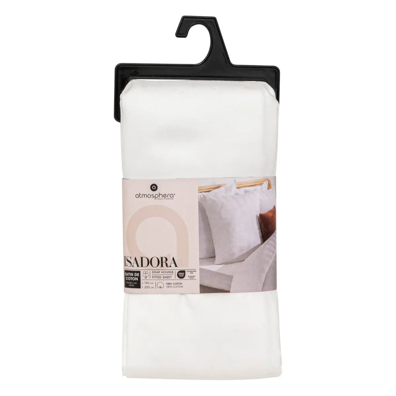 Drap-housse "Isadora" satin 160x200cm blanc