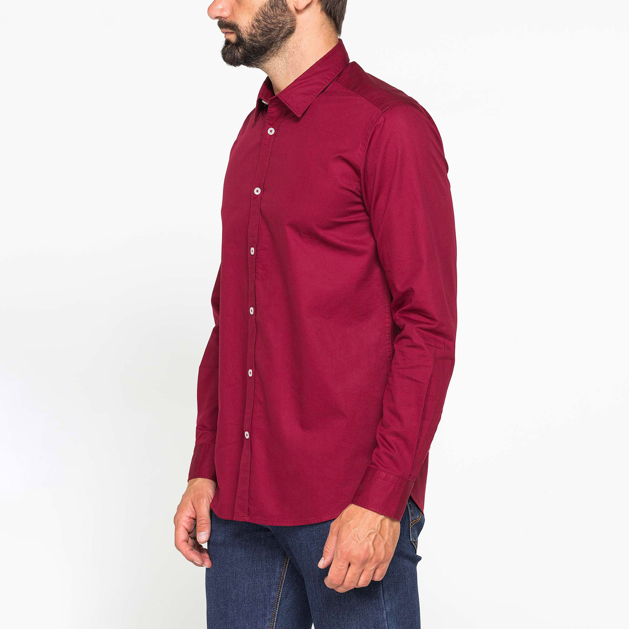 CAMICIA CASUAL DA UOMO IN TWILL DI COTONE E LYOCELL