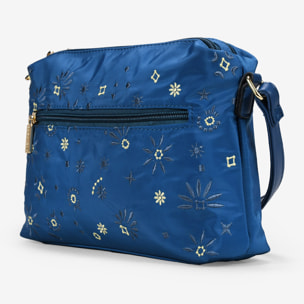 Bolso bandolera azul con bordado