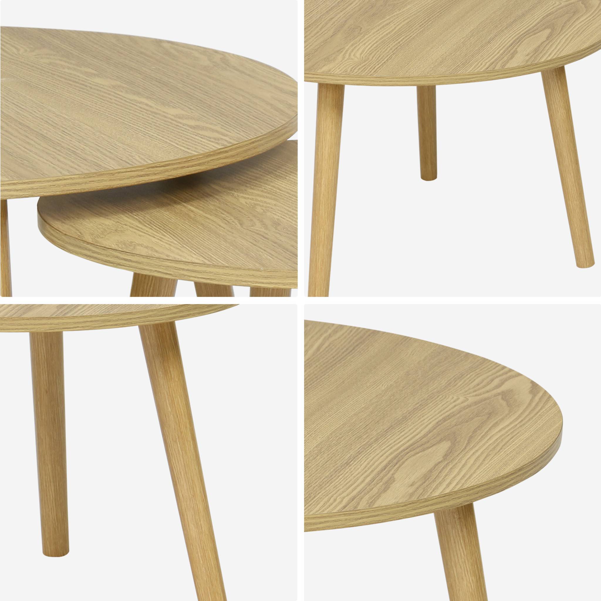 Lot de 2 tables basses rondes effet frêne Népal