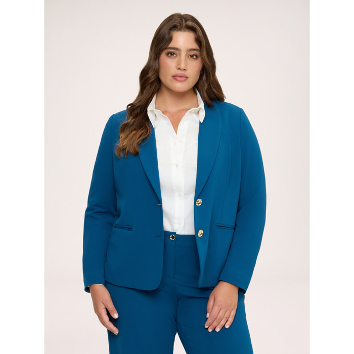 Fiorella Rubino - Blazer cropped in tessuto stretch - Ottanio