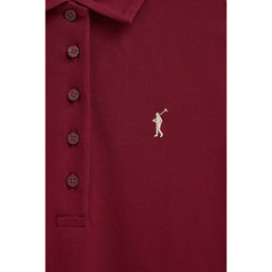 Vestito corto granata a maniche corte con colletto a polo e logo Rigby Go