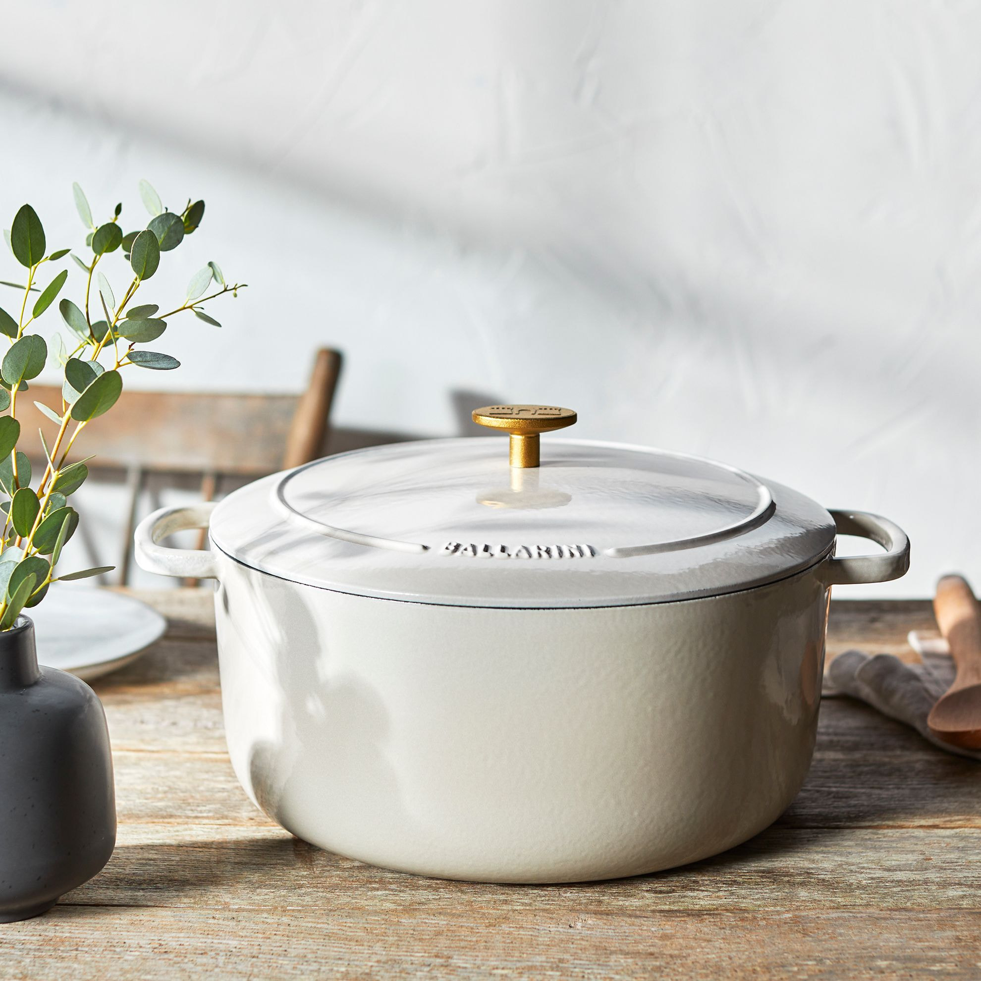 Cocotte en fonte, Rond(e), Blanc ivoire, 28cm