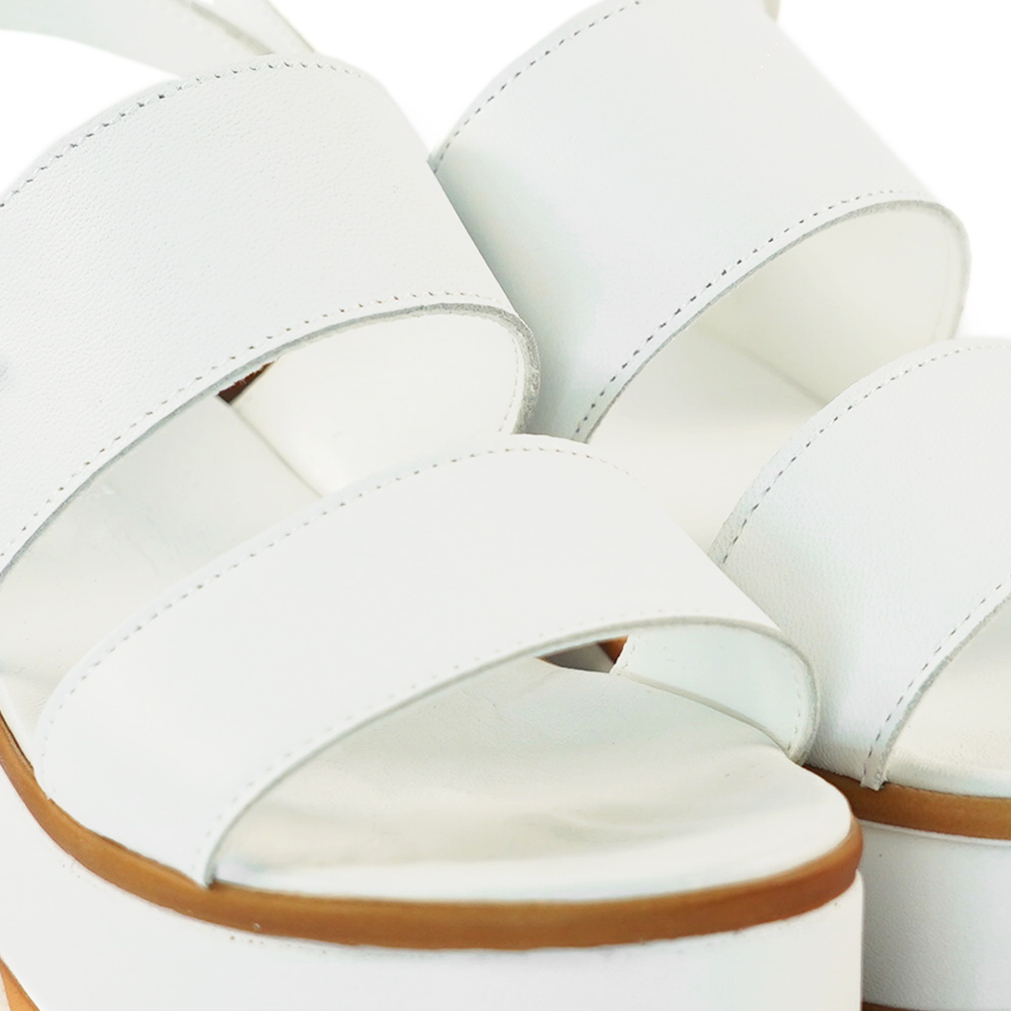 SANDALO DOPPIA FASCIA VERA PELLE BIANCO