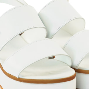 SANDALO DOPPIA FASCIA VERA PELLE BIANCO
