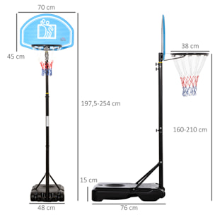 Canasta de Baloncesto para Exterior Altura Ajustable 160-210 cm con Ruedas Negro