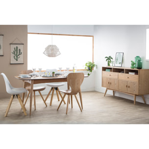 Table à manger extensible rectangulaire en bois clair L130-160 cm NORDECO