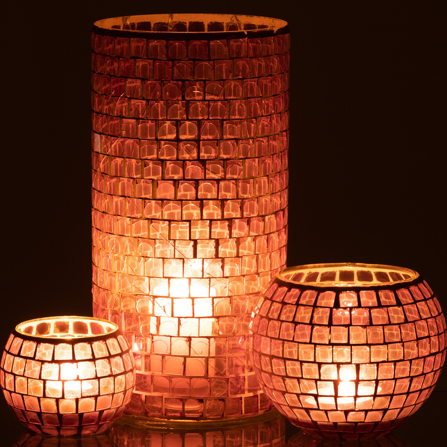 J-Line vase Mosaïques Rond - verre - mauve - 29 cm de hauteur