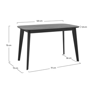 Table rectangulaire 4 personnes en bois noir 120 cm - Oman