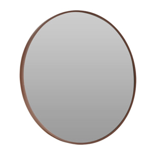 WELL HOME Espejo redondo Ø60cm marco de madera oscura, con gancho trasero, ideal para recibidor o baño