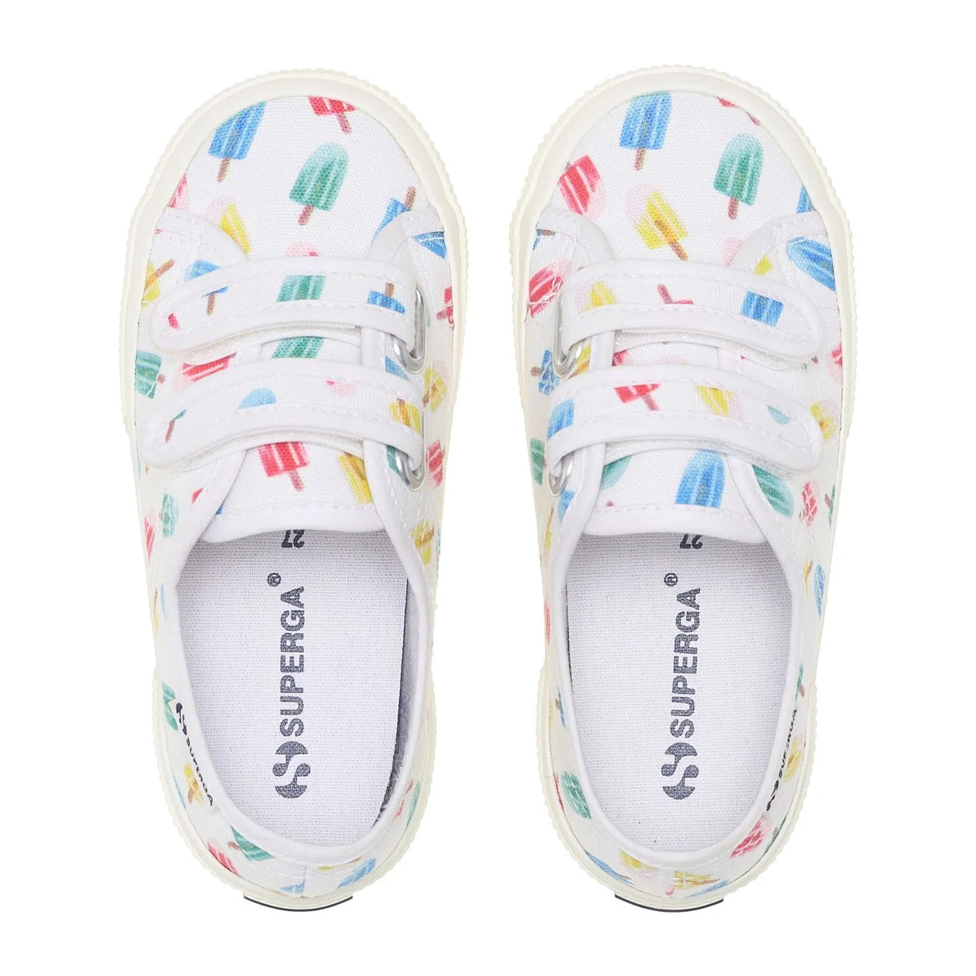 Le Superga Bambino/a Bianco 3750 Kids Straps Ice Lolly Print Leggera