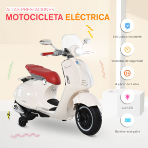 Moto Eléctrica con Faros Música 2 Ruedas Auxiliares Blanco