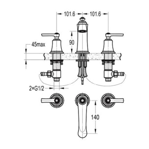 Melangeur retro 3 trous Paini Lady's auburn