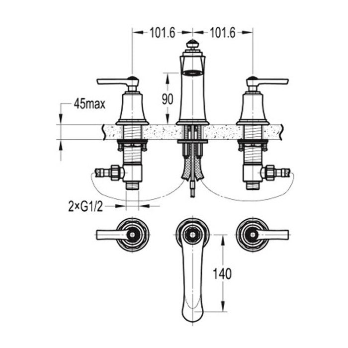 Melangeur retro 3 trous Paini Lady's auburn