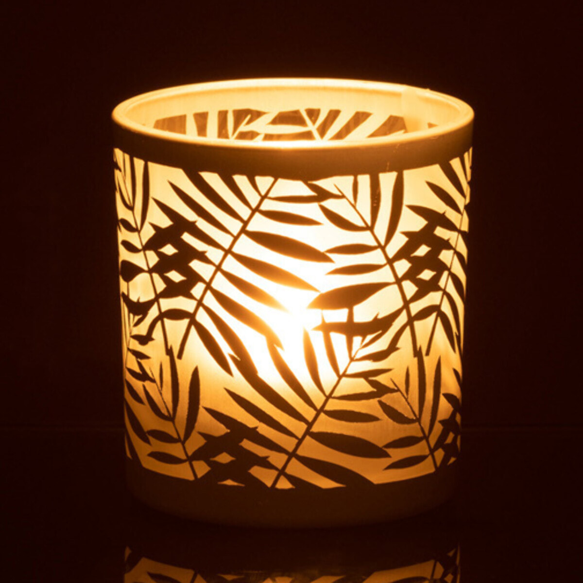 J-Line photophore Feuilles - verre - blanc - small - 3 pcs