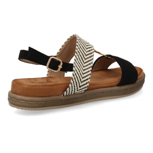 Sandalia mujer cómoda doble tira y adorno metálico