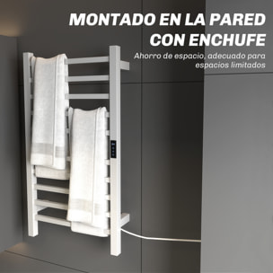 Toallero Eléctrico de Pared 110W Radiador Toallero Eléctrico con Control WIFI Pantalla Táctil Temporizador 10 Barras Temperatura Ajustable Bajo Consumo IPX4 Blanco