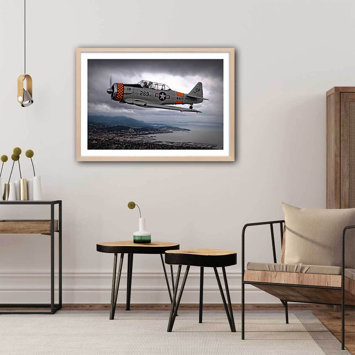 Affiche navy in the sky Affiche + cadre en bois - Chêne