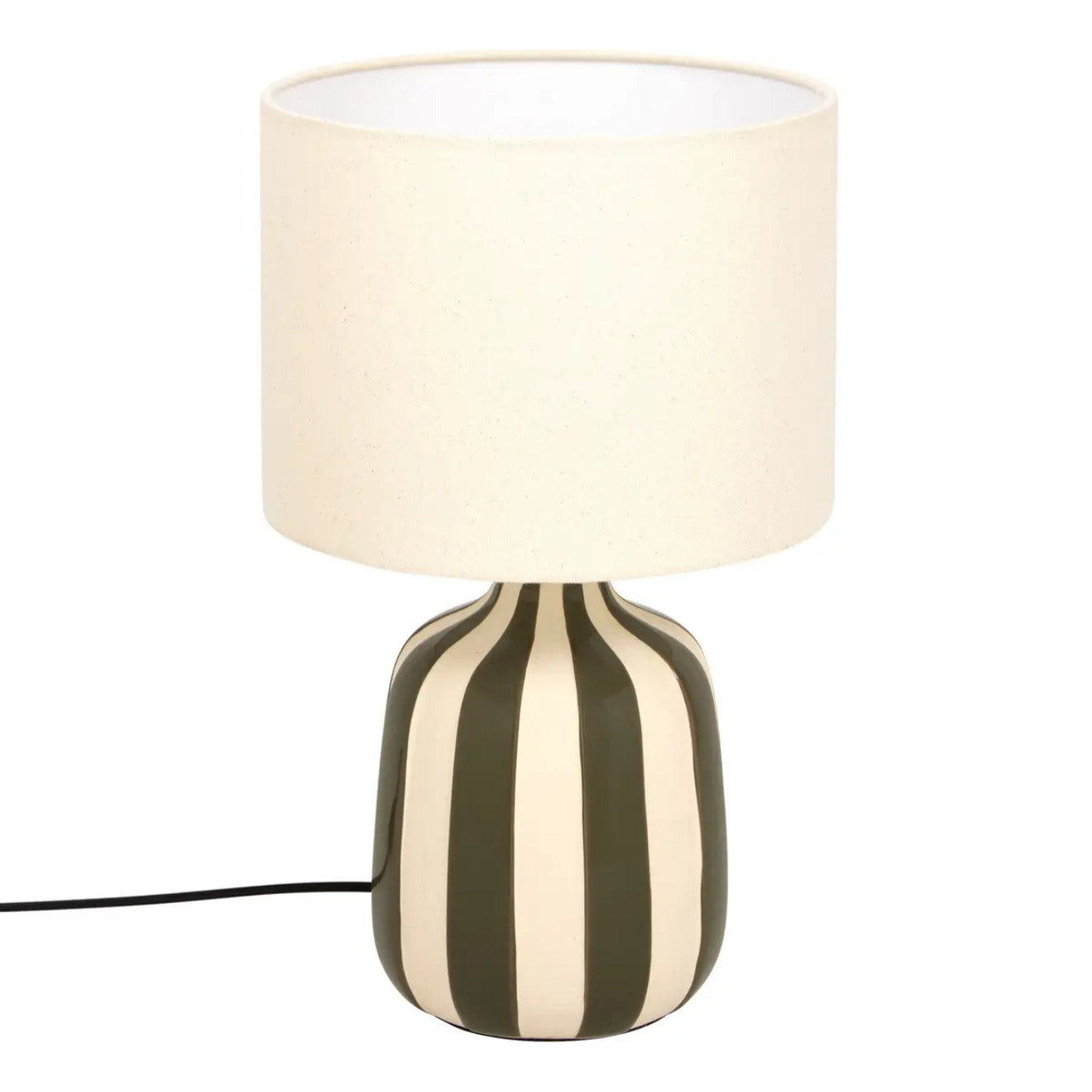 Lampe cylindrique Vilma H.41,5cm vert rayé