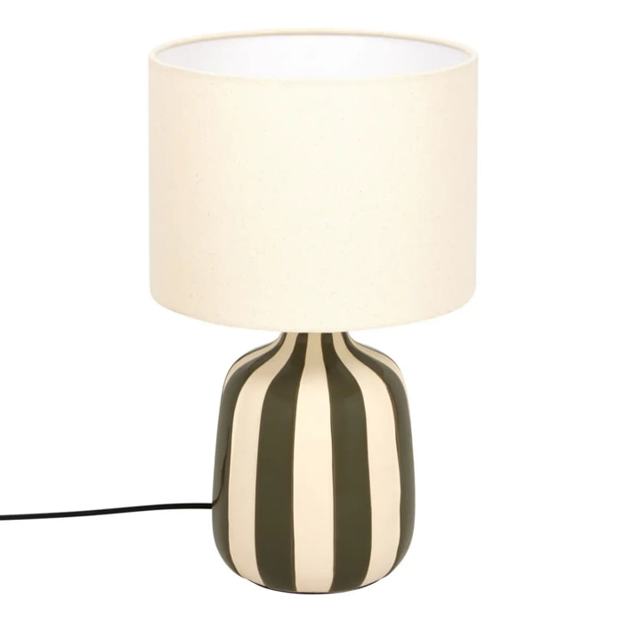 Lampe cylindrique Vilma H.41,5cm vert rayé