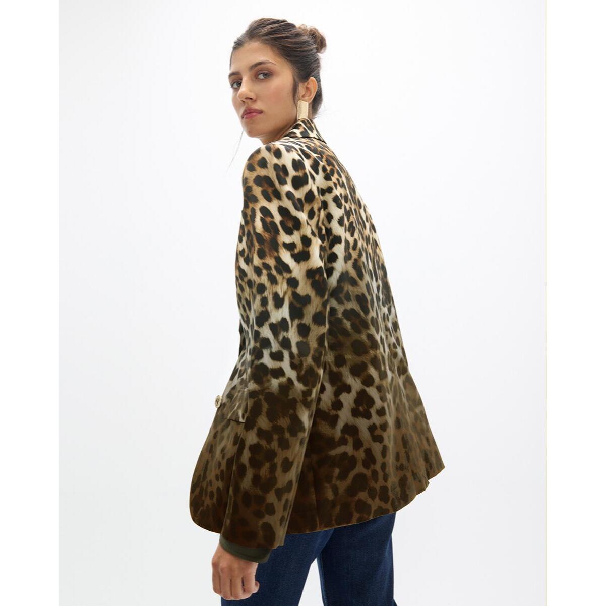 Blazer con stampa leopardata sfumata