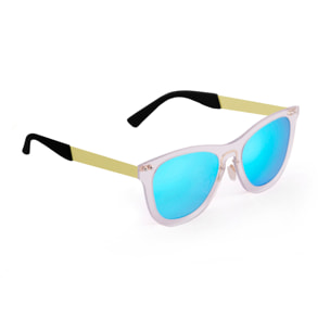Gafas de sol OCEAN FLORENCIA - De espejo azul cielo con montura blanco transparente y patillas de metal dorado