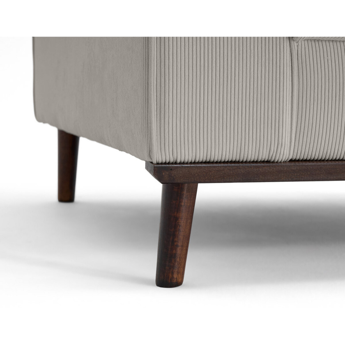 Albane - fauteuil en velours côtelé pieds bois foncé - Gris clair