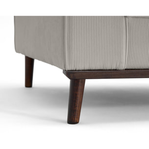 Albane - fauteuil en velours côtelé pieds bois foncé - Gris clair
