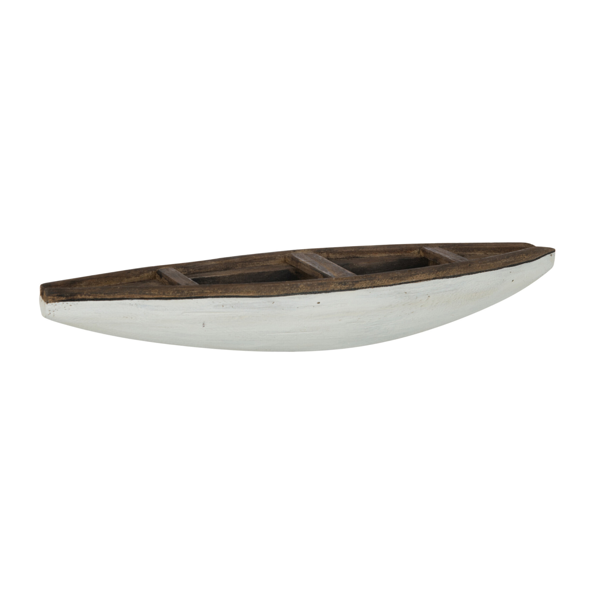 J-Line décoration Bateau + Rame Vacay - bois - marron foncé/blanc